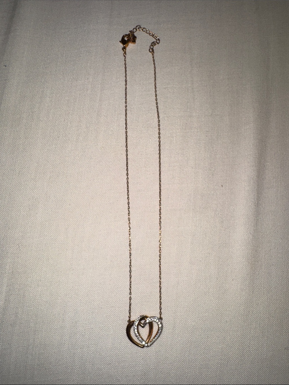 Swarovski Gold-Tone Double Heart Necklace with Clear Crystals